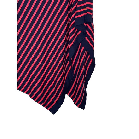Lilly Pulitzer Women Poncho Wrap Cape Shawl Button Coral Stripe Red Medium/Large - Picture 5 of 5